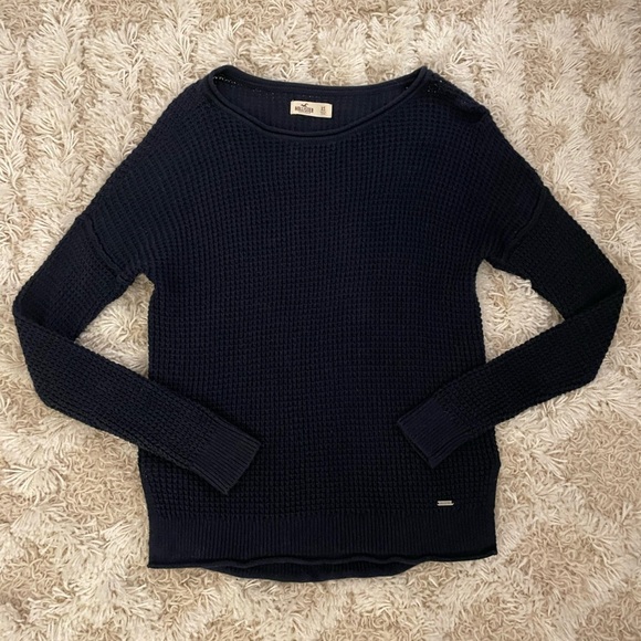 Hollister Knit Sweater Size XS Navy Blue Crewneck Sweater Pullover - Picture 1 of 3